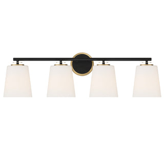 Meridian - M80079MBKNB - Four Light Bathroom Vanity - Matte Black and Natural Brass