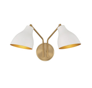Meridian - M90075WHNB - Two Light Wall Sconce - White with Natural Brass