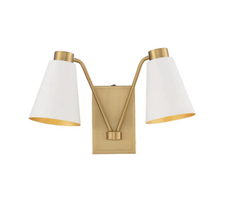 Meridian - M90076WHNB - Two Light Wall Sconce - White with Natural Brass
