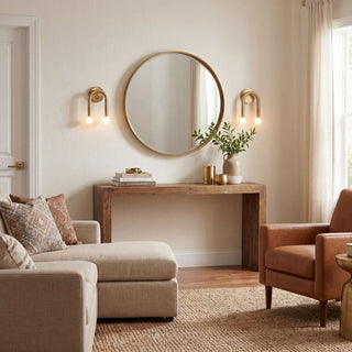 Two Light Wall Sconce in Natural Brass