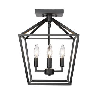 Millennium - 3334-MB - Four Light Semi Flush Mount - Corona - Matte Black