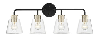 Millennium - 9134-MB/MG - Four Light Vanity - Cameron - Matte Black/Modern Gold