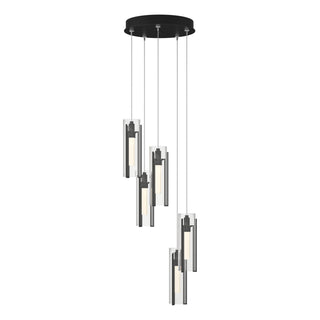 Hubbardton Forge - 131124-SKT-STND-10-ZM0065 - Exos Glass 5-Light Pendant - Exos Glass - Black