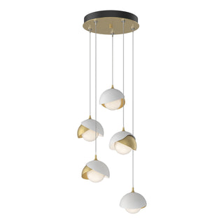 Hubbardton Forge - 131125-SKT-STND-86-02-GG0711 - Brooklyn 5-Light Double Shade Pendant - Brooklyn - Modern Brass