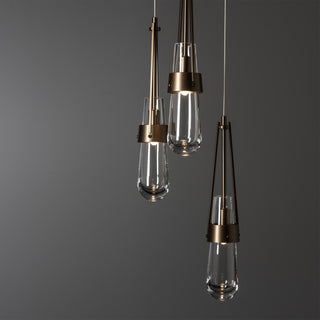Hubbardton Forge - 131127-SKT-LONG-05-ZM0434 - Link 5-Light Clear Glass Pendant - Link - Bronze
