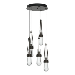 Hubbardton Forge - 131127-SKT-STND-14-ZM0434 - Link 5-Light Clear Glass Pendant - Link - Oil Rubbed Bronze