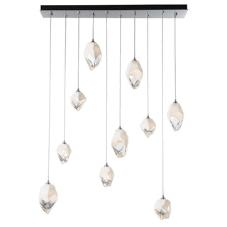 Hubbardton Forge - 131145-SKT-LONG-85-WP0756 - Chrysalis 10-Light Mixed Crystal Pendant - Chrysalis - Sterling
