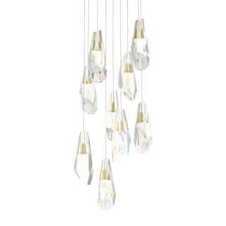 Hubbardton Forge - 131101-SKT-LONG-86-CR - Luma 9-Light Large Crystal Pendant - Luma - Modern Brass