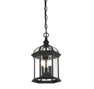Kensington Three Light Hanging Lantern in Textured Black