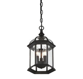 Kensington Three Light Hanging Lantern in Textured Black