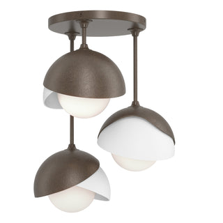 Hubbardton Forge - 121374-SKT-05-02-GG0711 - Brooklyn 3-Light Double Shade Semi-Flush - Brooklyn - Bronze