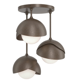 Hubbardton Forge - 121374-SKT-05-05-GG0711 - Brooklyn 3-Light Double Shade Semi-Flush - Brooklyn - Bronze