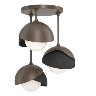 Hubbardton Forge - 121374-SKT-05-10-GG0711 - Brooklyn 3-Light Double Shade Semi-Flush - Brooklyn - Bronze