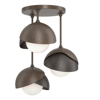 Hubbardton Forge - 121374-SKT-05-14-GG0711 - Brooklyn 3-Light Double Shade Semi-Flush - Brooklyn - Bronze
