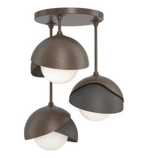 Hubbardton Forge - 121374-SKT-05-20-GG0711 - Brooklyn 3-Light Double Shade Semi-Flush - Brooklyn - Bronze