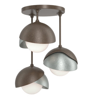 Hubbardton Forge - 121374-SKT-05-82-GG0711 - Brooklyn 3-Light Double Shade Semi-Flush - Brooklyn - Bronze