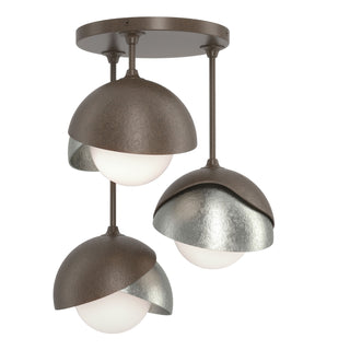 Hubbardton Forge - 121374-SKT-05-85-GG0711 - Brooklyn 3-Light Double Shade Semi-Flush - Brooklyn - Bronze