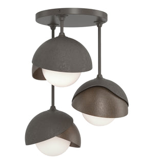 Hubbardton Forge - 121374-SKT-07-05-GG0711 - Brooklyn 3-Light Double Shade Semi-Flush - Brooklyn - Dark Smoke