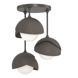 Hubbardton Forge - 121374-SKT-07-07-GG0711 - Brooklyn 3-Light Double Shade Semi-Flush - Brooklyn - Dark Smoke