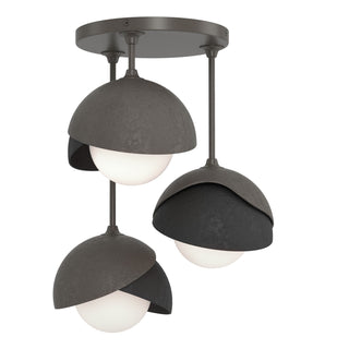 Hubbardton Forge - 121374-SKT-07-10-GG0711 - Brooklyn 3-Light Double Shade Semi-Flush - Brooklyn - Dark Smoke