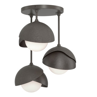 Hubbardton Forge - 121374-SKT-07-14-GG0711 - Brooklyn 3-Light Double Shade Semi-Flush - Brooklyn - Dark Smoke