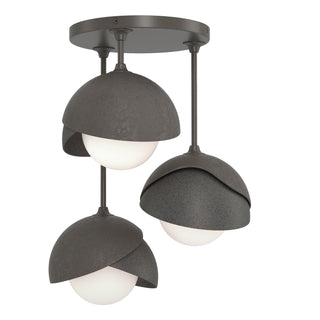 Hubbardton Forge - 121374-SKT-07-20-GG0711 - Brooklyn 3-Light Double Shade Semi-Flush - Brooklyn - Dark Smoke
