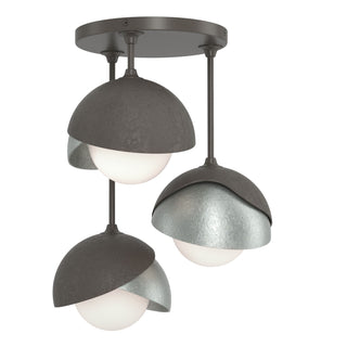 Hubbardton Forge - 121374-SKT-07-82-GG0711 - Brooklyn 3-Light Double Shade Semi-Flush - Brooklyn - Dark Smoke