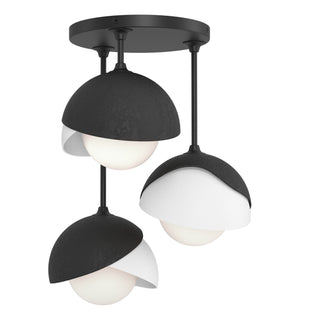 Hubbardton Forge - 121374-SKT-10-02-GG0711 - Brooklyn 3-Light Double Shade Semi-Flush - Brooklyn - Black