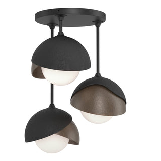 Hubbardton Forge - 121374-SKT-10-05-GG0711 - Brooklyn 3-Light Double Shade Semi-Flush - Brooklyn - Black