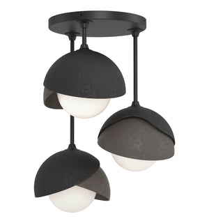Hubbardton Forge - 121374-SKT-10-07-GG0711 - Brooklyn 3-Light Double Shade Semi-Flush - Brooklyn - Black
