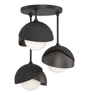 Hubbardton Forge - 121374-SKT-10-14-GG0711 - Brooklyn 3-Light Double Shade Semi-Flush - Brooklyn - Black