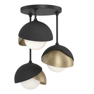 Hubbardton Forge - 121374-SKT-10-84-GG0711 - Brooklyn 3-Light Double Shade Semi-Flush - Brooklyn - Black