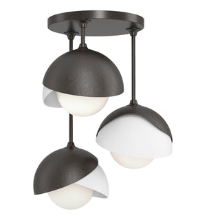 Hubbardton Forge - 121374-SKT-14-02-GG0711 - Brooklyn 3-Light Double Shade Semi-Flush - Brooklyn - Oil Rubbed Bronze