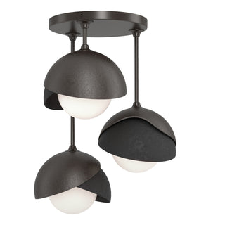 Hubbardton Forge - 121374-SKT-14-10-GG0711 - Brooklyn 3-Light Double Shade Semi-Flush - Brooklyn - Oil Rubbed Bronze