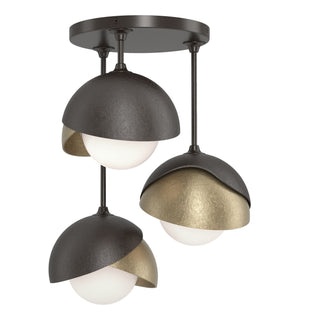 Hubbardton Forge - 121374-SKT-14-84-GG0711 - Brooklyn 3-Light Double Shade Semi-Flush - Brooklyn - Oil Rubbed Bronze
