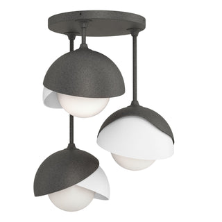 Hubbardton Forge - 121374-SKT-20-02-GG0711 - Brooklyn 3-Light Double Shade Semi-Flush - Brooklyn - Natural Iron