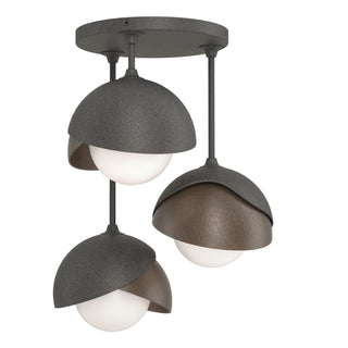 Hubbardton Forge - 121374-SKT-20-05-GG0711 - Brooklyn 3-Light Double Shade Semi-Flush - Brooklyn - Natural Iron