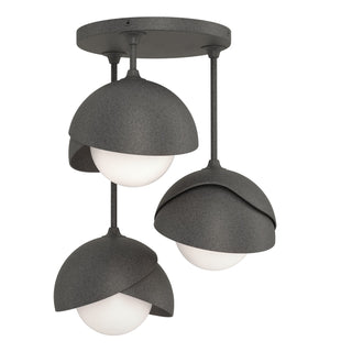 Hubbardton Forge - 121374-SKT-20-20-GG0711 - Brooklyn 3-Light Double Shade Semi-Flush - Brooklyn - Natural Iron