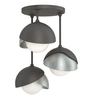 Hubbardton Forge - 121374-SKT-20-82-GG0711 - Brooklyn 3-Light Double Shade Semi-Flush - Brooklyn - Natural Iron