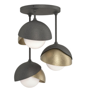 Hubbardton Forge - 121374-SKT-20-84-GG0711 - Brooklyn 3-Light Double Shade Semi-Flush - Brooklyn - Natural Iron