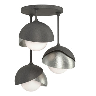 Hubbardton Forge - 121374-SKT-20-85-GG0711 - Brooklyn 3-Light Double Shade Semi-Flush - Brooklyn - Natural Iron