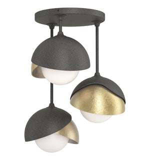 Hubbardton Forge - 121374-SKT-20-86-GG0711 - Brooklyn 3-Light Double Shade Semi-Flush - Brooklyn - Natural Iron