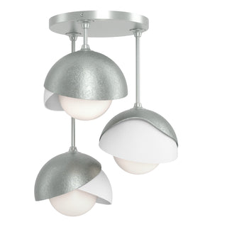 Hubbardton Forge - 121374-SKT-82-02-GG0711 - Brooklyn 3-Light Double Shade Semi-Flush - Brooklyn - Vintage Platinum