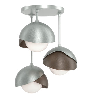 Hubbardton Forge - 121374-SKT-82-05-GG0711 - Brooklyn 3-Light Double Shade Semi-Flush - Brooklyn - Vintage Platinum