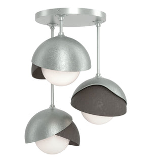 Hubbardton Forge - 121374-SKT-82-07-GG0711 - Brooklyn 3-Light Double Shade Semi-Flush - Brooklyn - Vintage Platinum