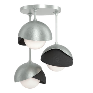 Hubbardton Forge - 121374-SKT-82-10-GG0711 - Brooklyn 3-Light Double Shade Semi-Flush - Brooklyn - Vintage Platinum
