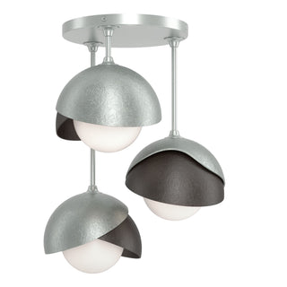 Hubbardton Forge - 121374-SKT-82-14-GG0711 - Brooklyn 3-Light Double Shade Semi-Flush - Brooklyn - Vintage Platinum