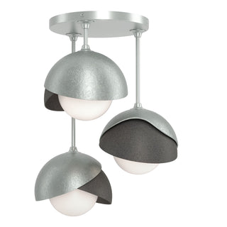 Hubbardton Forge - 121374-SKT-82-20-GG0711 - Brooklyn 3-Light Double Shade Semi-Flush - Brooklyn - Vintage Platinum