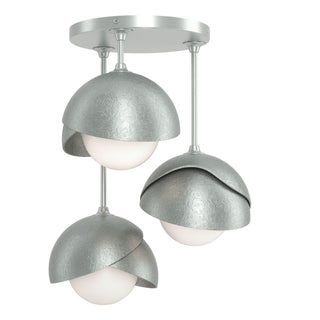 Hubbardton Forge - 121374-SKT-82-82-GG0711 - Brooklyn 3-Light Double Shade Semi-Flush - Brooklyn - Vintage Platinum