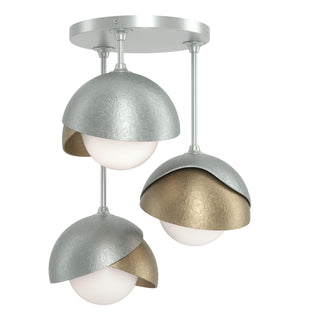 Hubbardton Forge - 121374-SKT-82-84-GG0711 - Brooklyn 3-Light Double Shade Semi-Flush - Brooklyn - Vintage Platinum